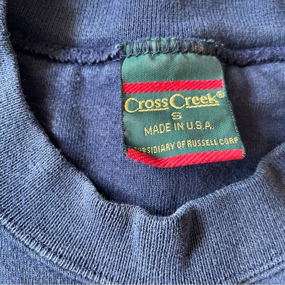 Cross Creek Small El Dorado Vintage Navy Blue Long Sleeve Men’s Crewneck - Picture 4 of 7